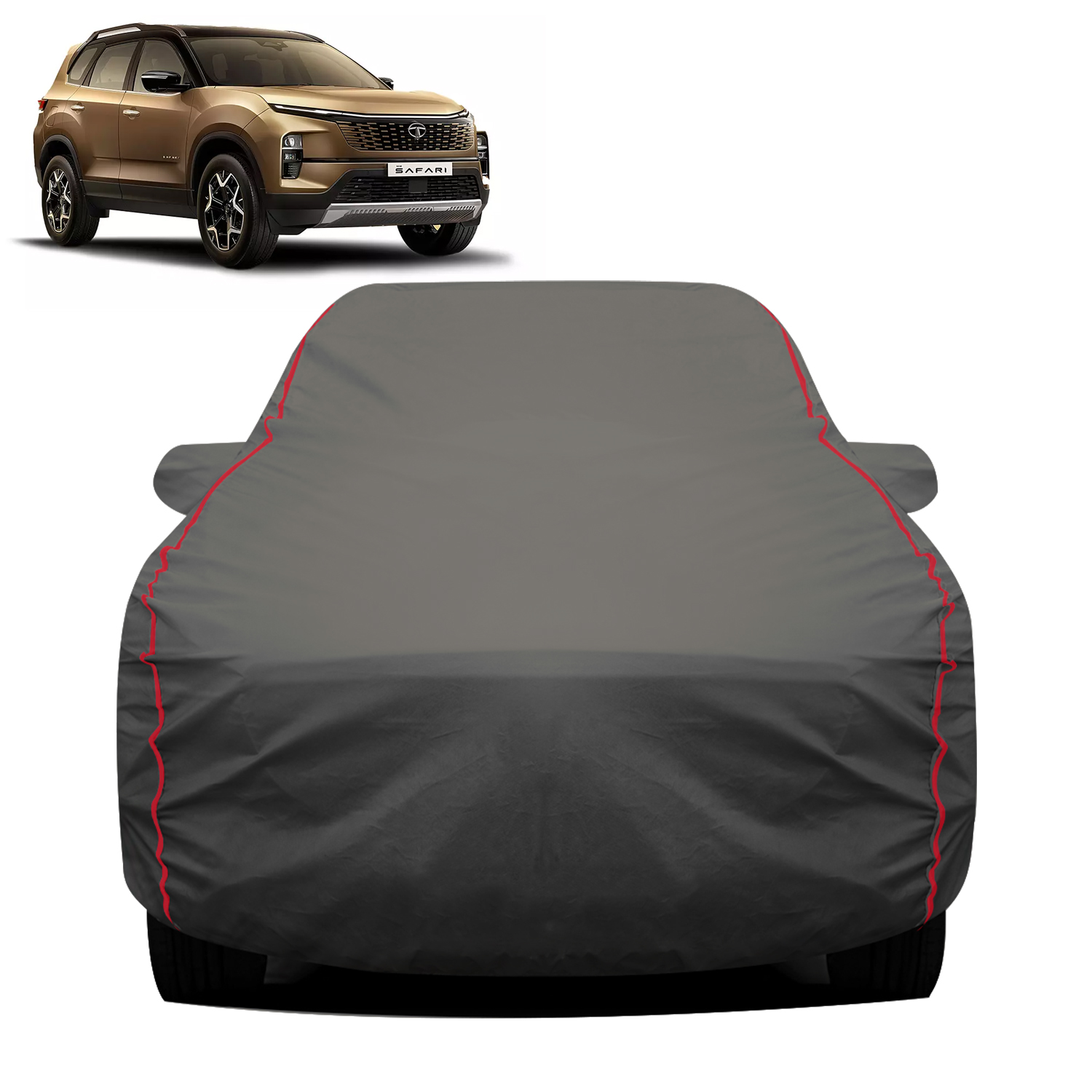 Carzex 2X2 Heavy Duty Red Border Car Body Cover for Tata Safari